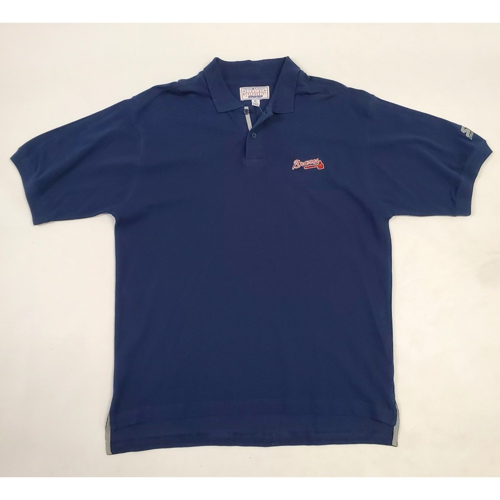 Atlanta Braves Polo Shirt Mens Genuine Starter Vintage 90s Blue XL MLB Preppy